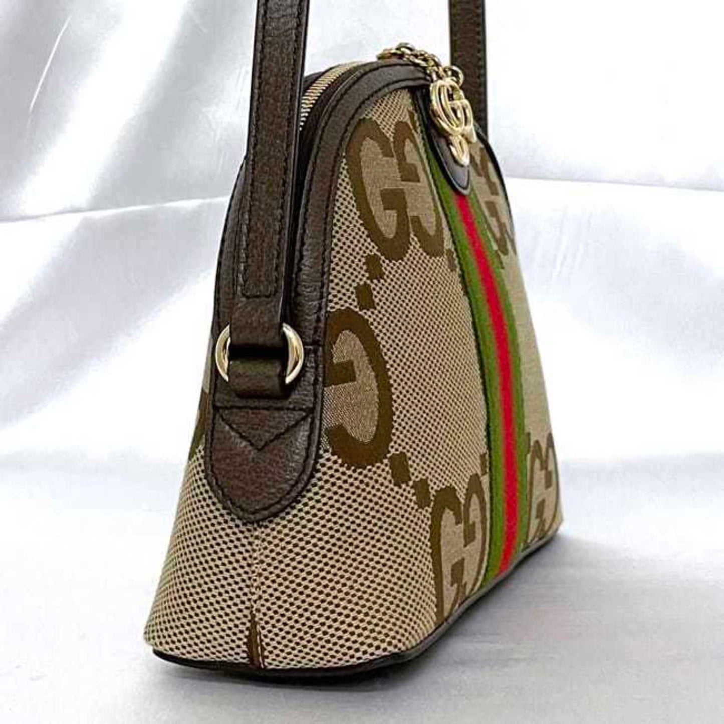 Gucci Beige Brown Canvas Leather Pochette Shoulder Bag