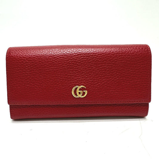 Gucci Red Color Leather Long Wallet (Bi-Fold) ()