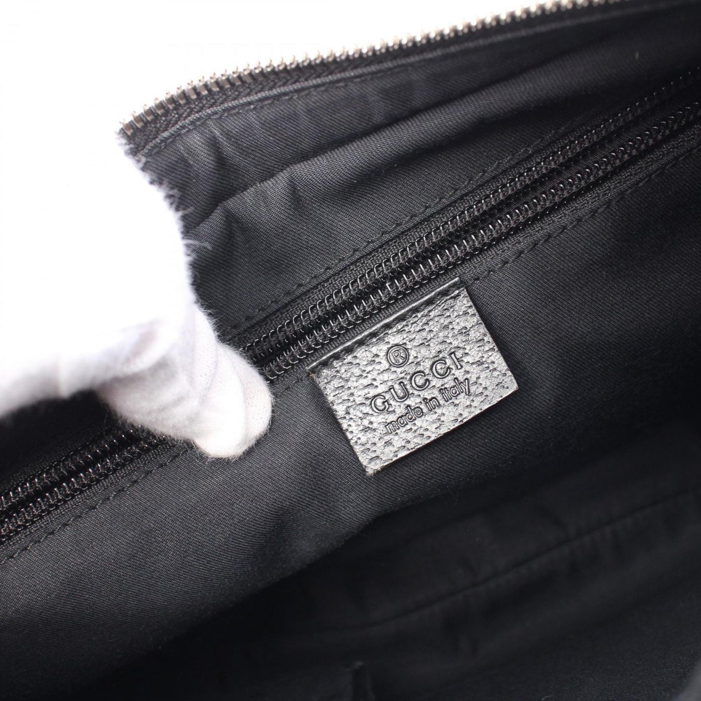 Gucci Black Gg Canvas Leather Shoulder Bag