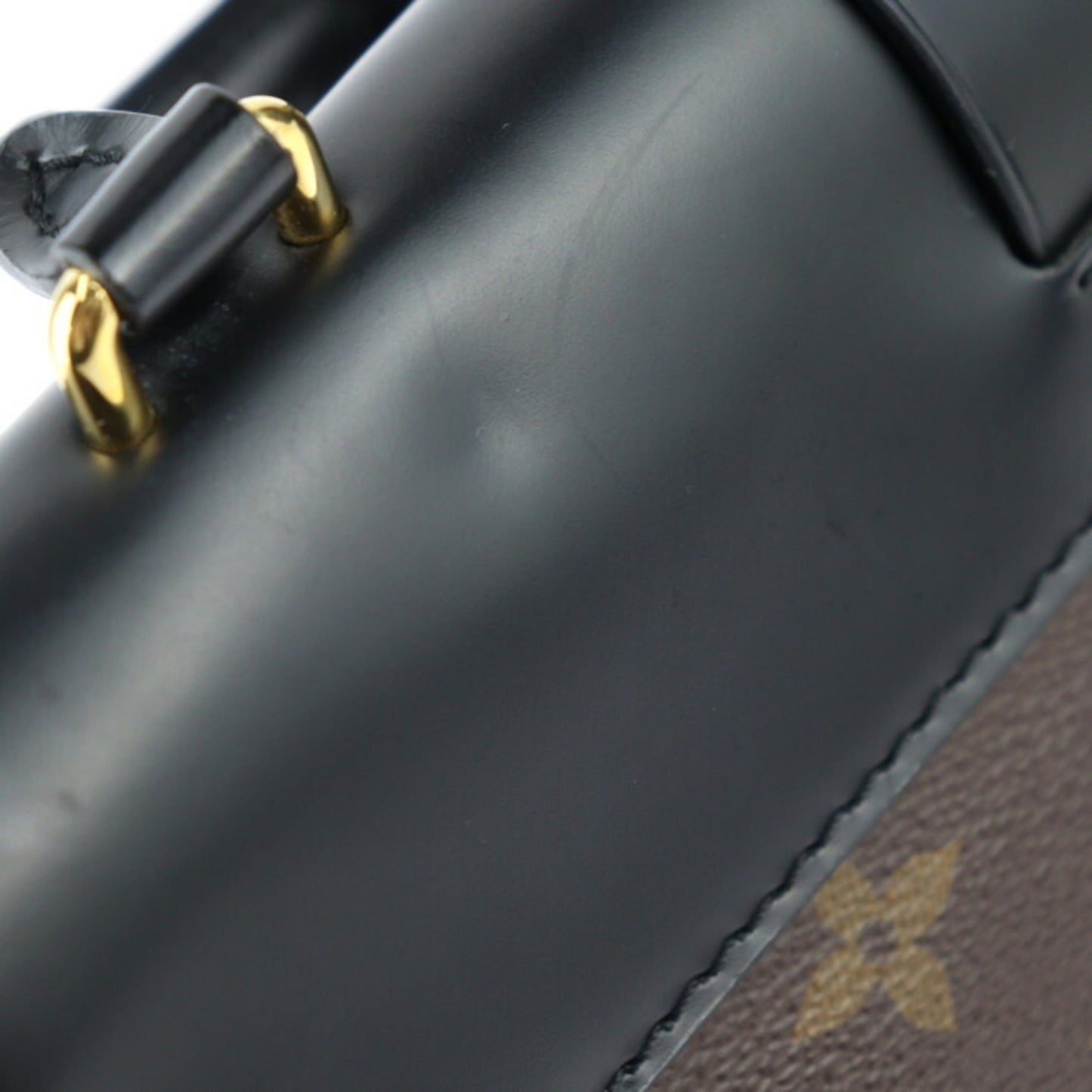 Louis Vuitton Black Brown Monogram Handbag Shoulder Bag Tote Bag