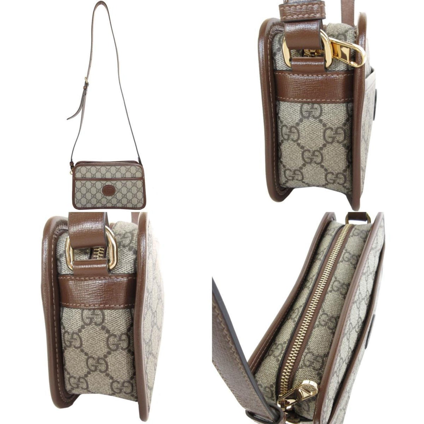 Gucci Beige Brown Pvc Leather Shoulder Bag