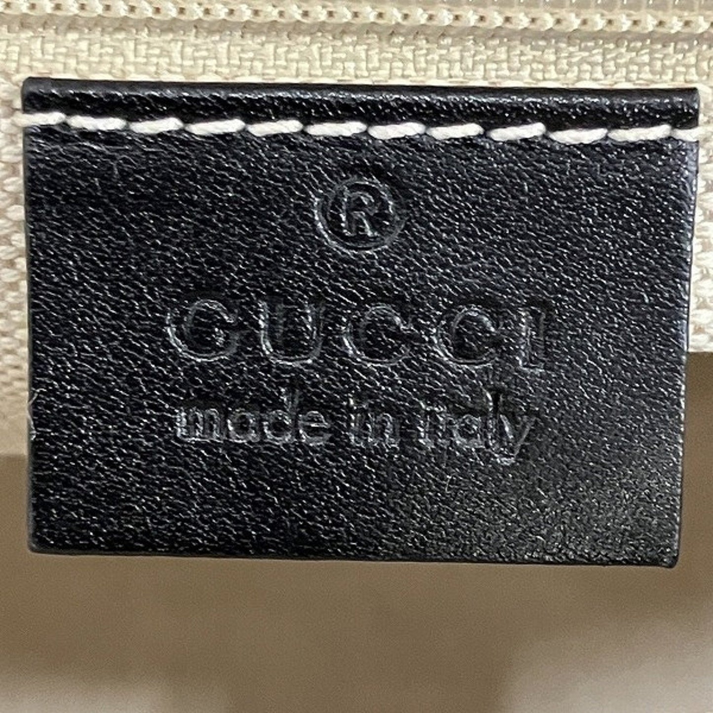 Gucci Beige Brown Canvas Leather Handbag Tote Bag
