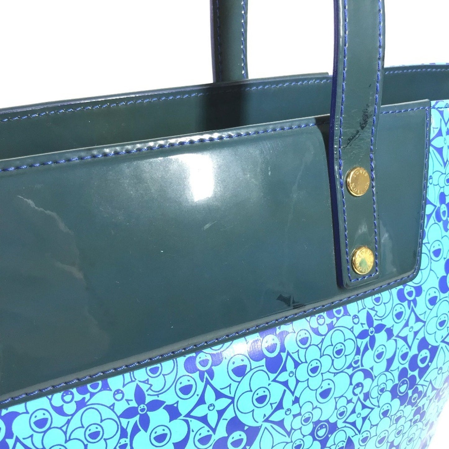 Louis Vuitton Blue Pvc Leather Shoulder Bag Tote Bag