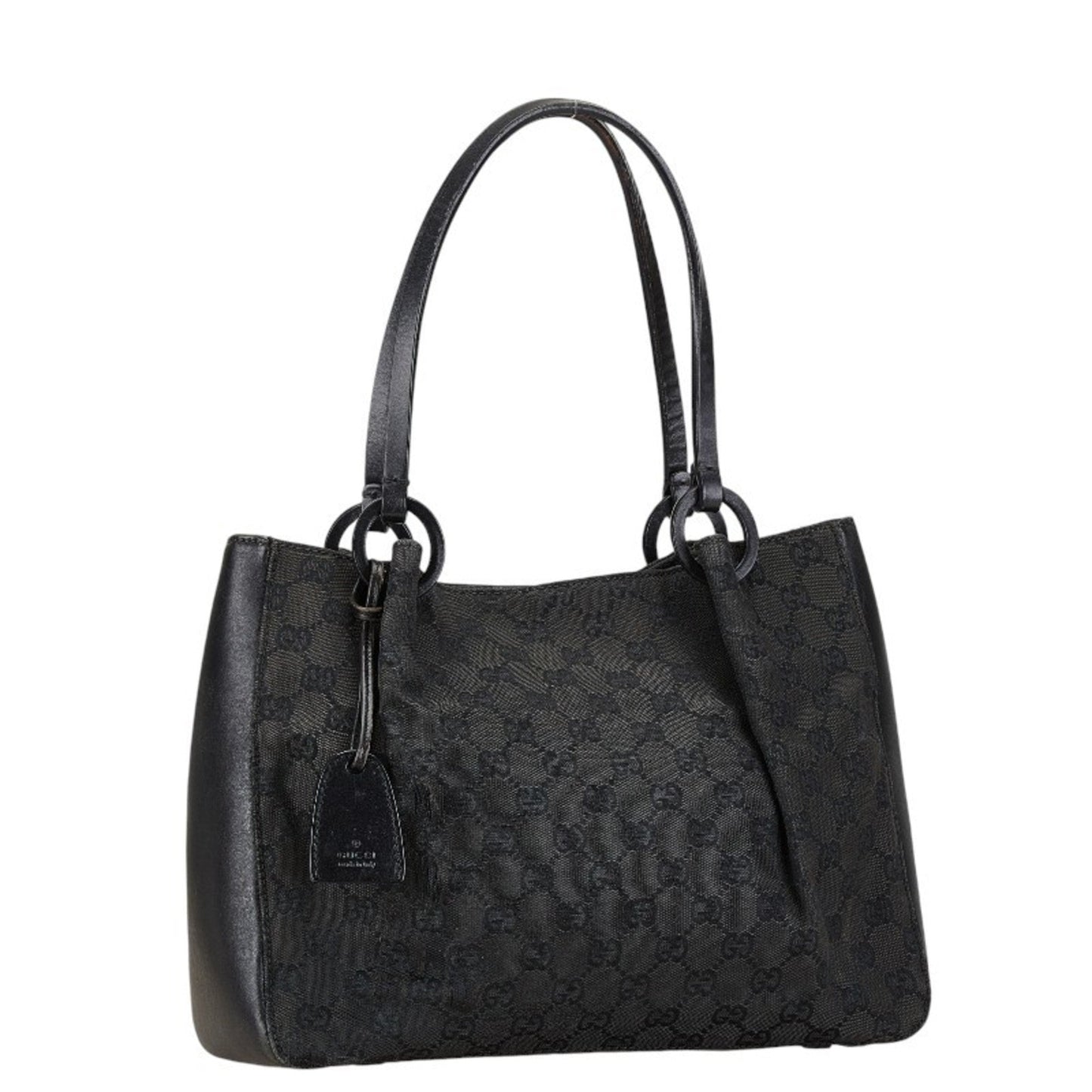 Gucci Black Canvas Leather Pouch Shoulder Bag Tote Bag