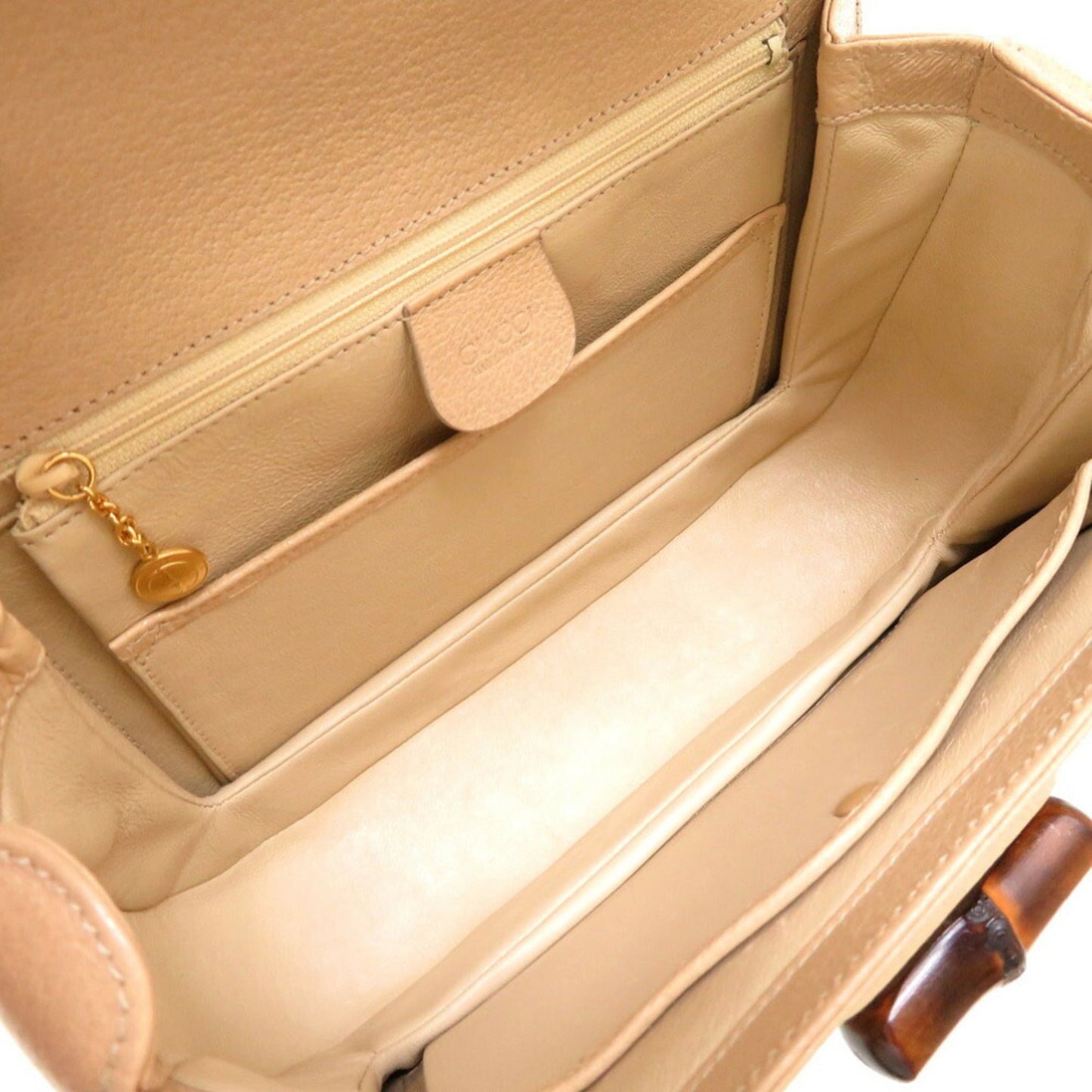 Gucci Beige Bamboo Leather Handbag
