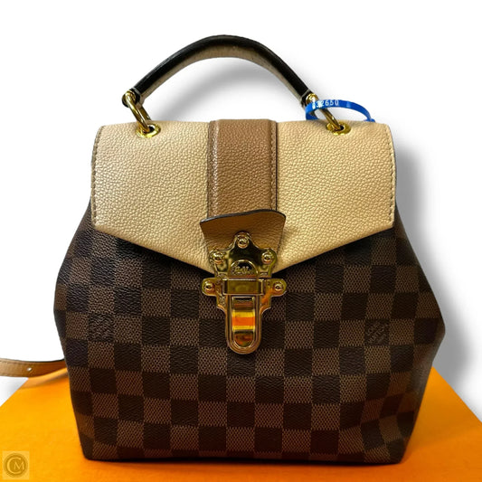 Damier Ebene Clapton Backpack Luxury Designer By Louis Vuitton, Size: Small