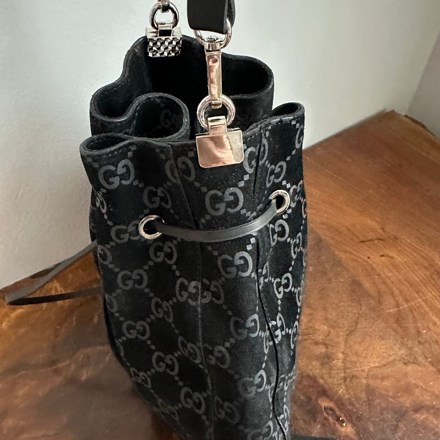 The Peacock Crossbody -Orvis bags Suede GG in Black
