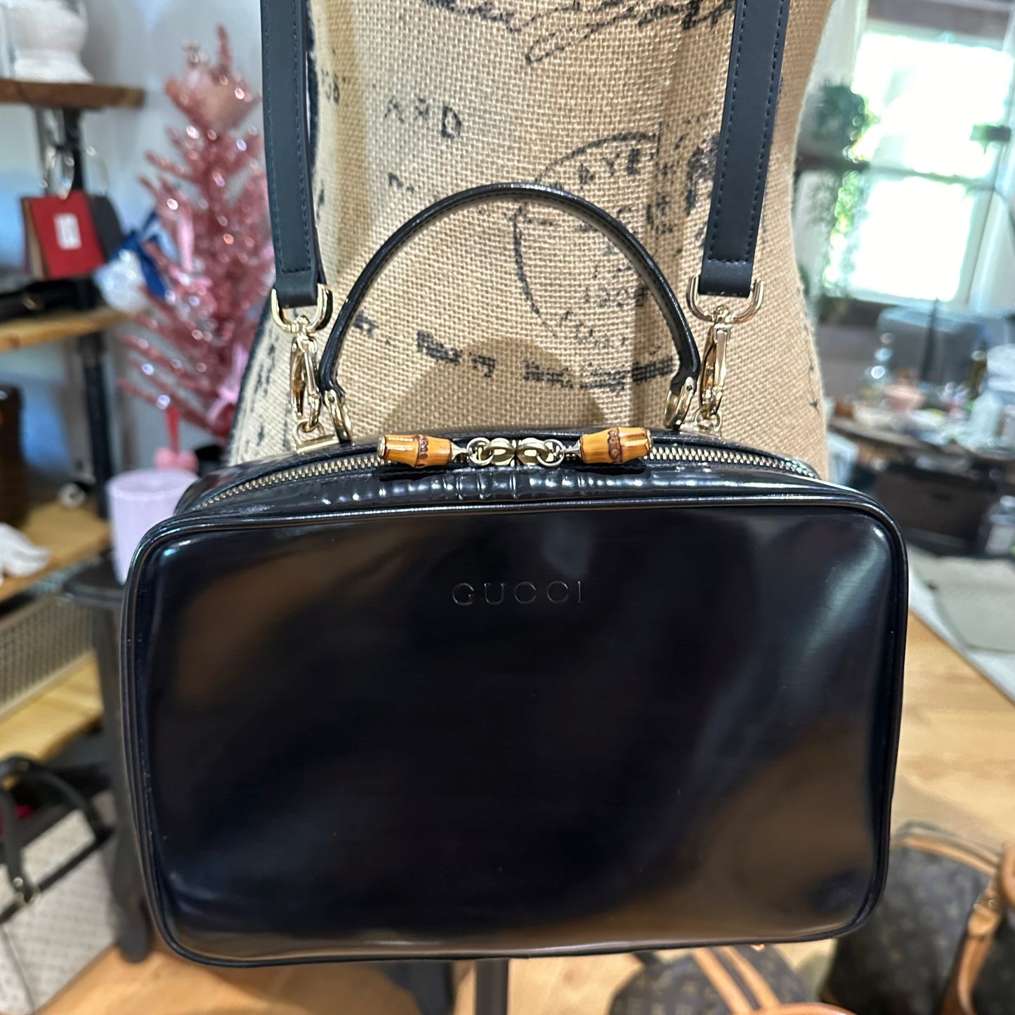 The Junco Crossbody/Clutch - Larger Orvis bags Gucci Bamboo Cosmetic Bag in Black Leather (Vertical)
