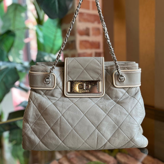 CHANEL Reissue Accordion Gray Lambskin Quilted North South Tote Bag