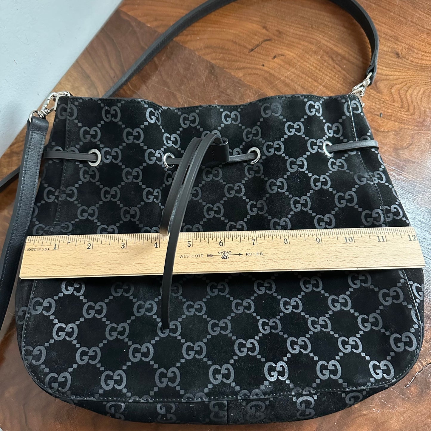 The Peacock Crossbody -Orvis bags Suede GG in Black