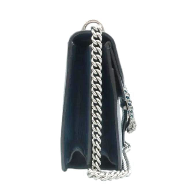 GUCCI Dionysus Medium Leather Shoulder Bag Navy Blue 400249