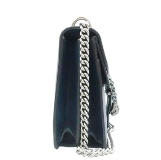 GUCCI Dionysus Medium Leather Shoulder Bag Navy Blue 400249