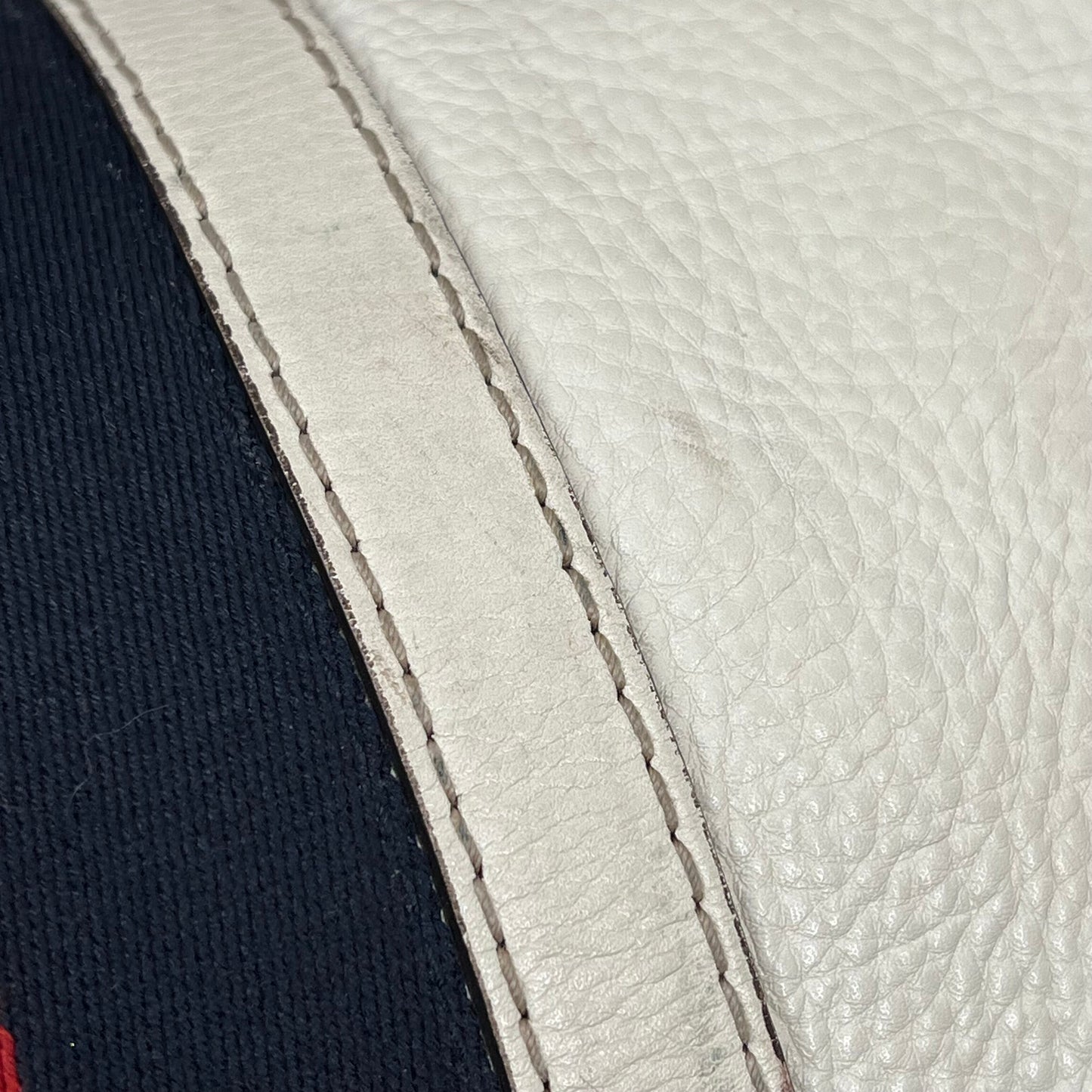 GUCCI Boston Medium White Calfskin Vintage Web Two Way Satchel Bag