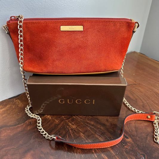 The Junco Crossbody - Orvis bags Suede GG in Rust Orange