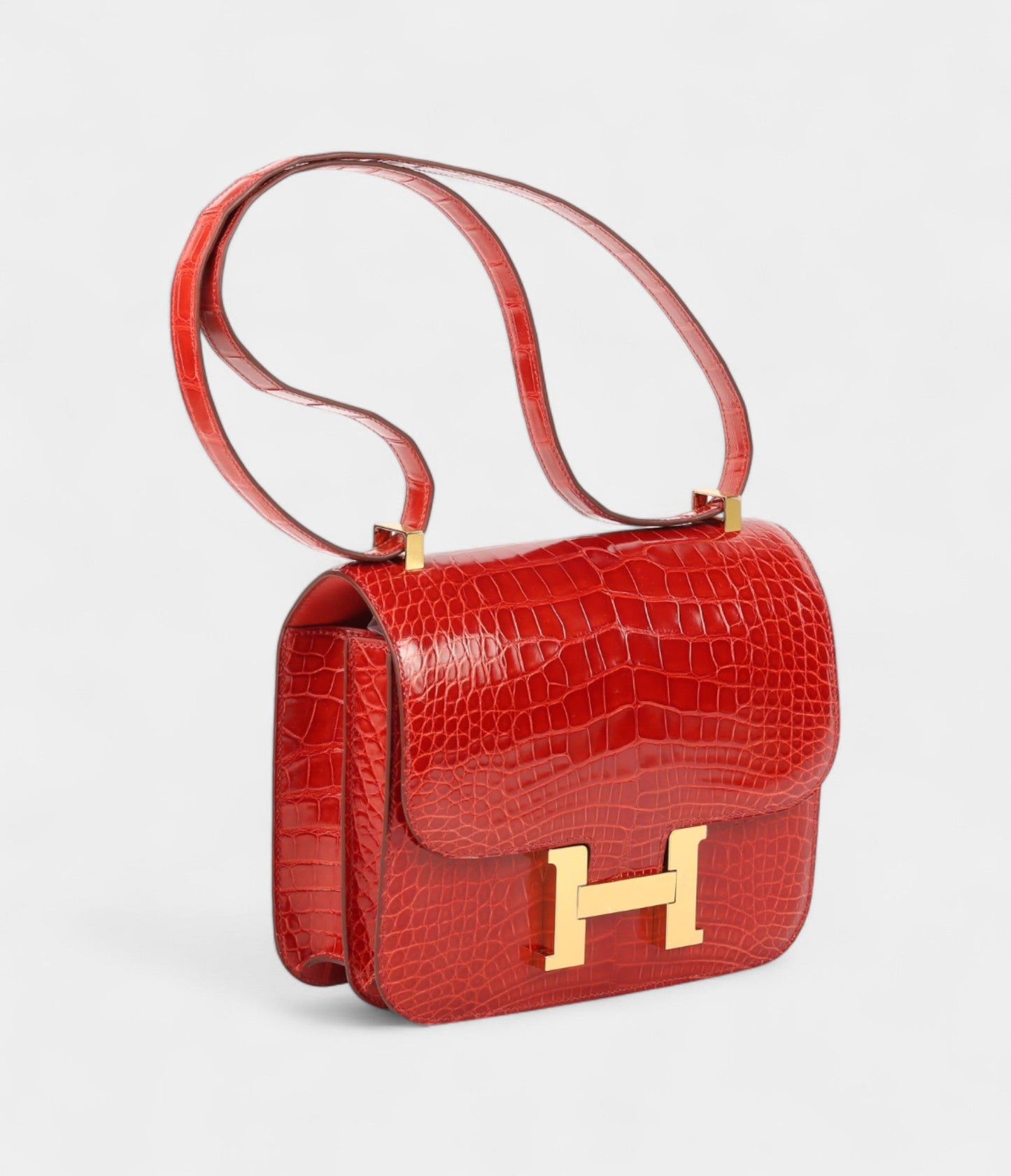 Hermes Constance Sanguin 24 cm Niloticus Shiny Crocodile with Gold HDW