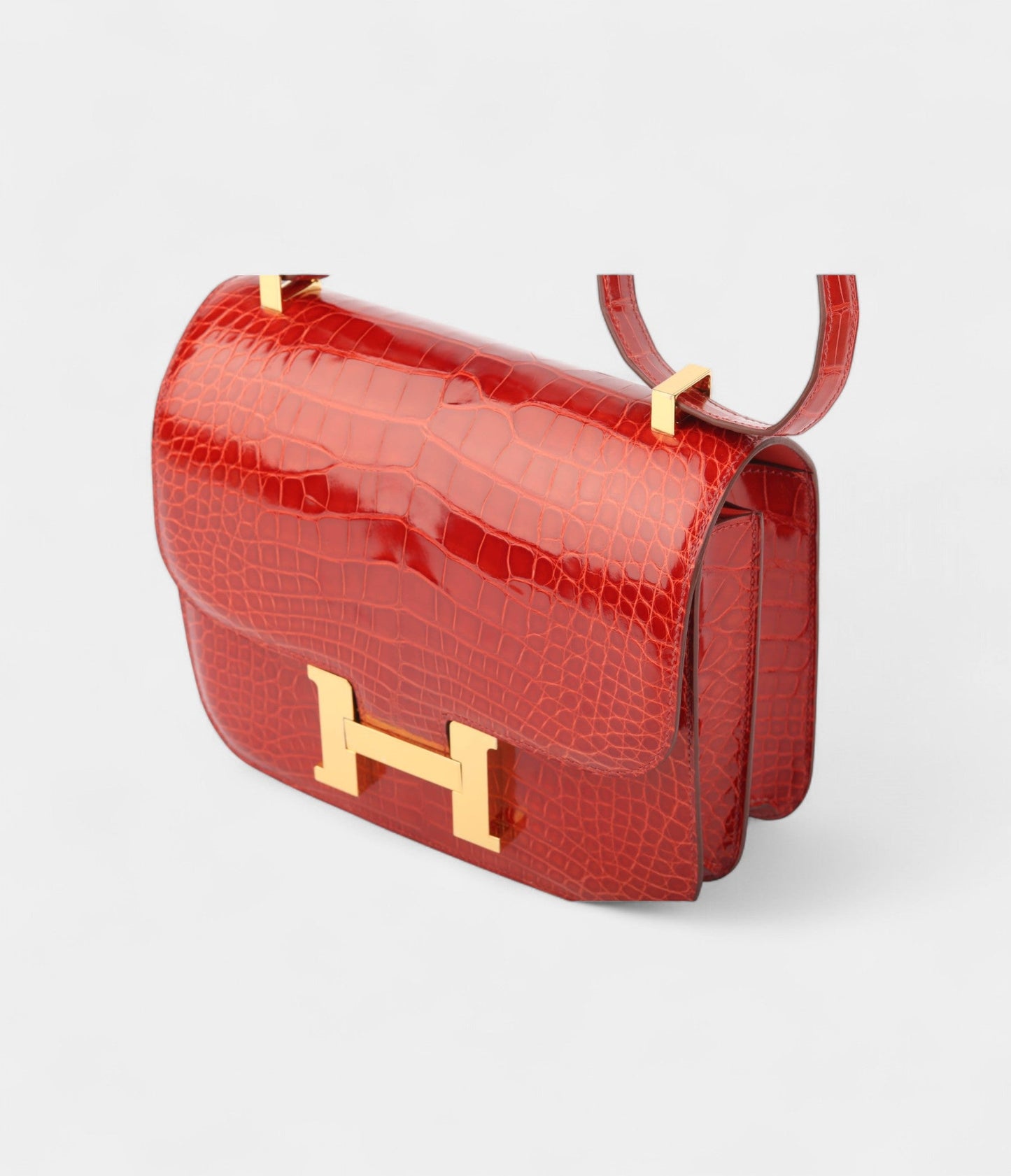 Hermes Constance Sanguin 24 cm Niloticus Shiny Crocodile with Gold HDW