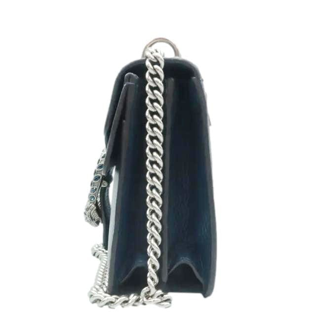 GUCCI Dionysus Medium Leather Shoulder Bag Navy Blue 400249