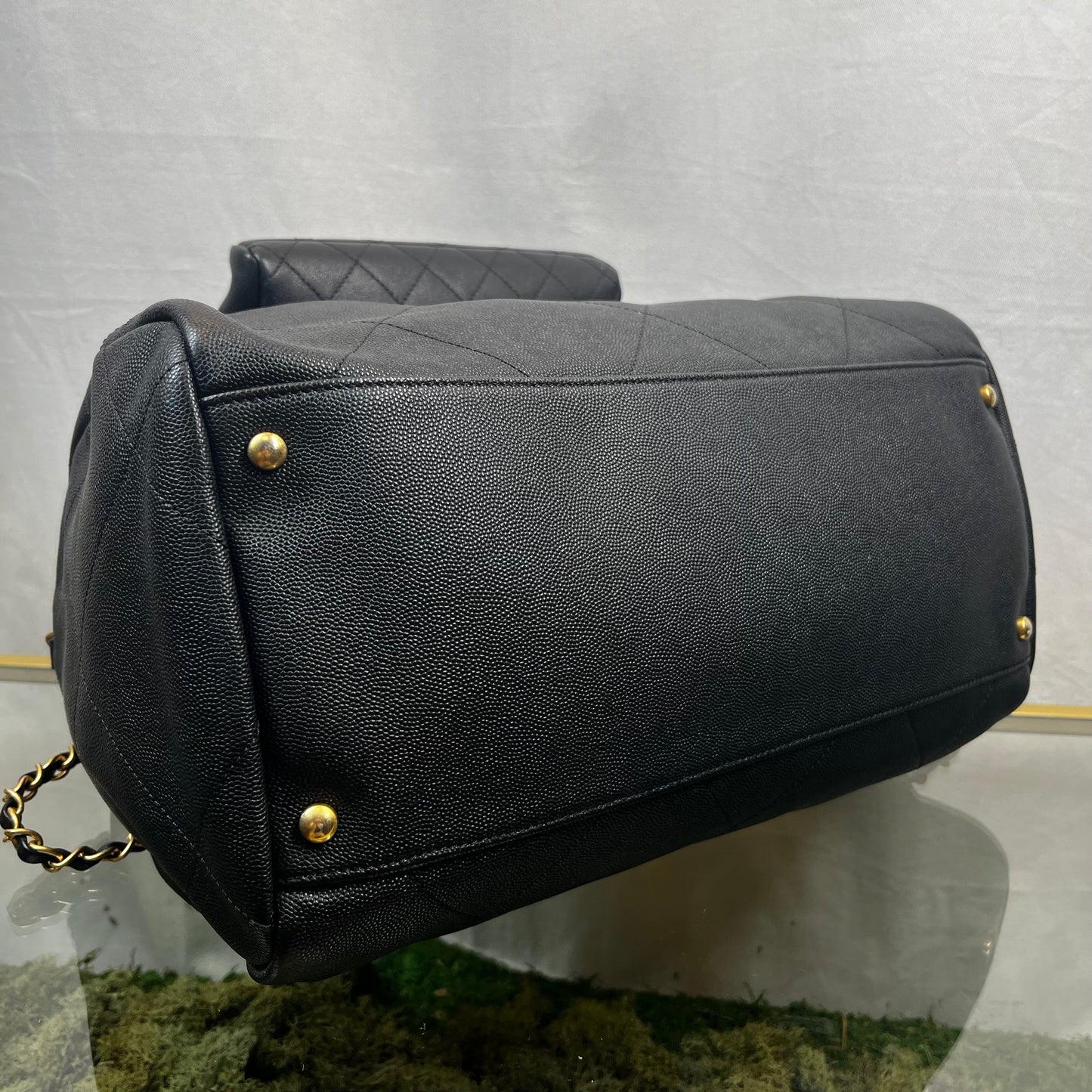 CHANEL In The Loop Black Caviar Lambskin Quilted Satchel