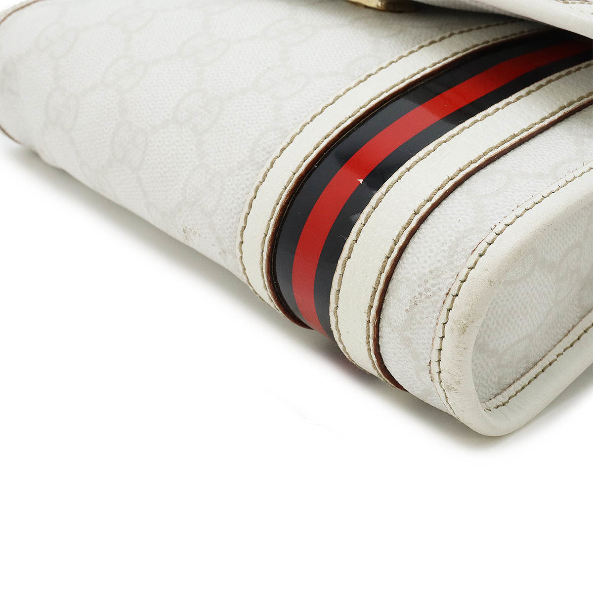 Gucci Black Red Color White Pvc Leather Fanny Pack