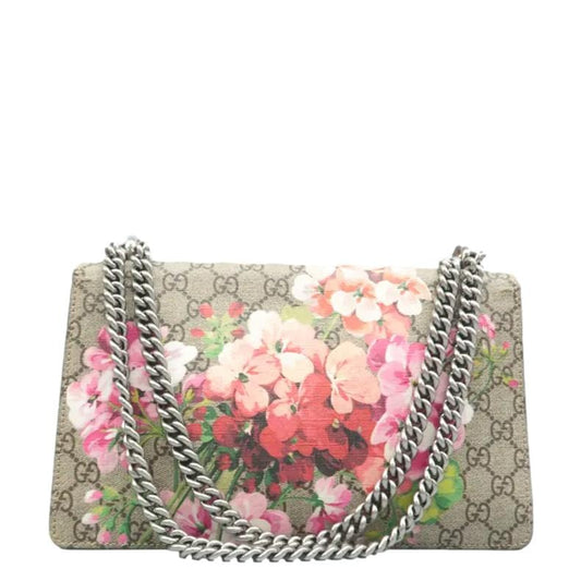 GUCCI Dionysus Medium Blooms GG Supreme Canvas Shoulder Bag Beige 400249