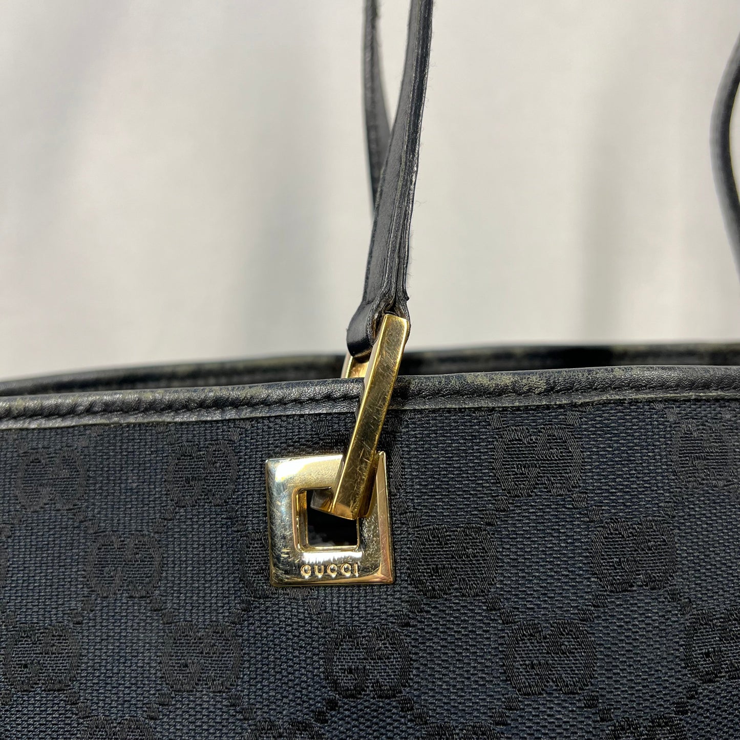 GUCCI Vintage GG Supreme Web Canvas Black Tote