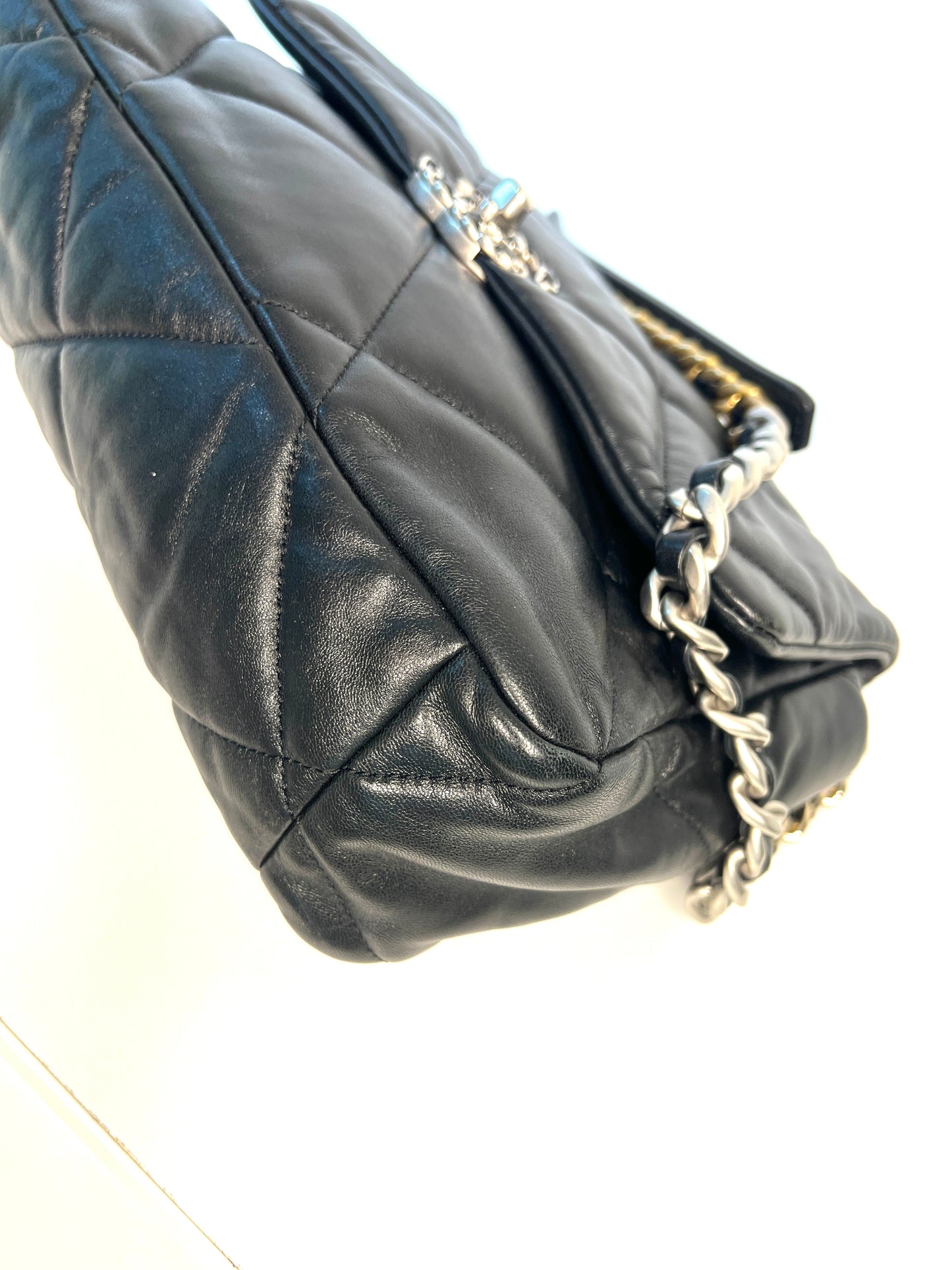 Chanel 19 Large Black Lambskin Chain Shoulder Bag - Preloved