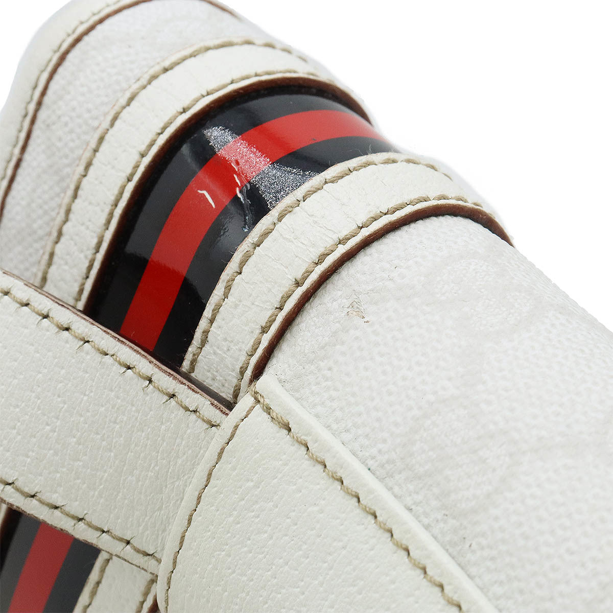 Gucci Black Red Color White Pvc Leather Fanny Pack
