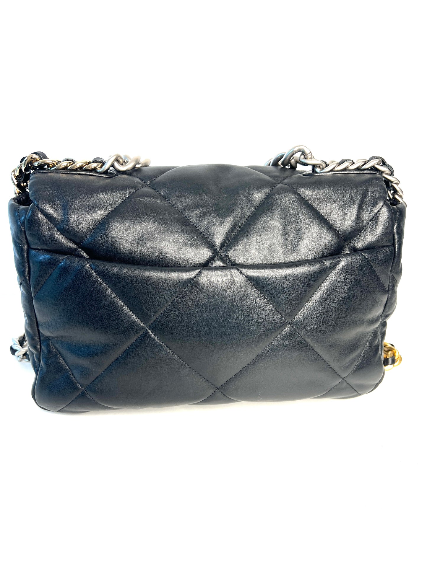 Chanel 19 Large Black Lambskin Chain Shoulder Bag - Preloved