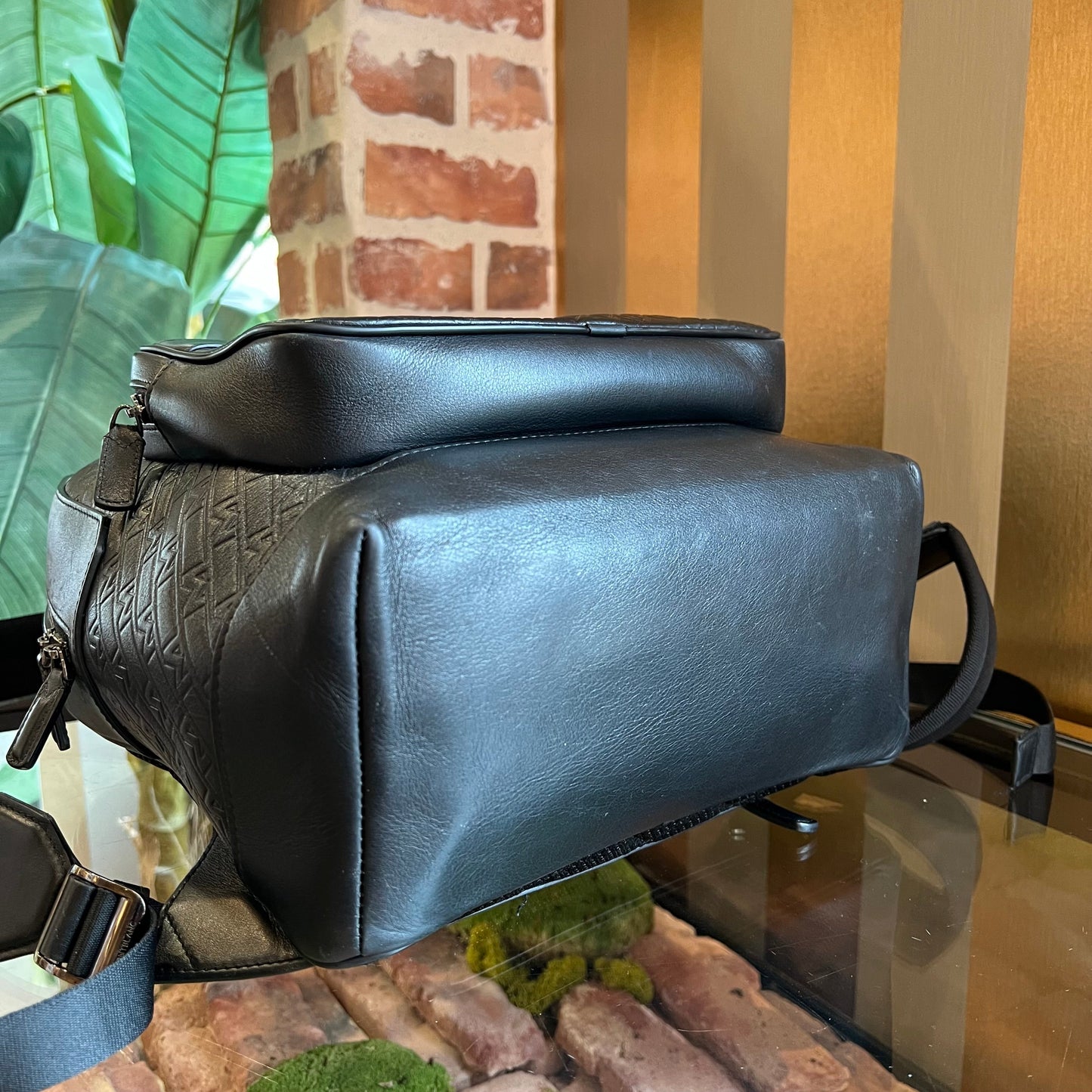 MONT BLANC 4810 Black M Gram Embossed Leather Backpack