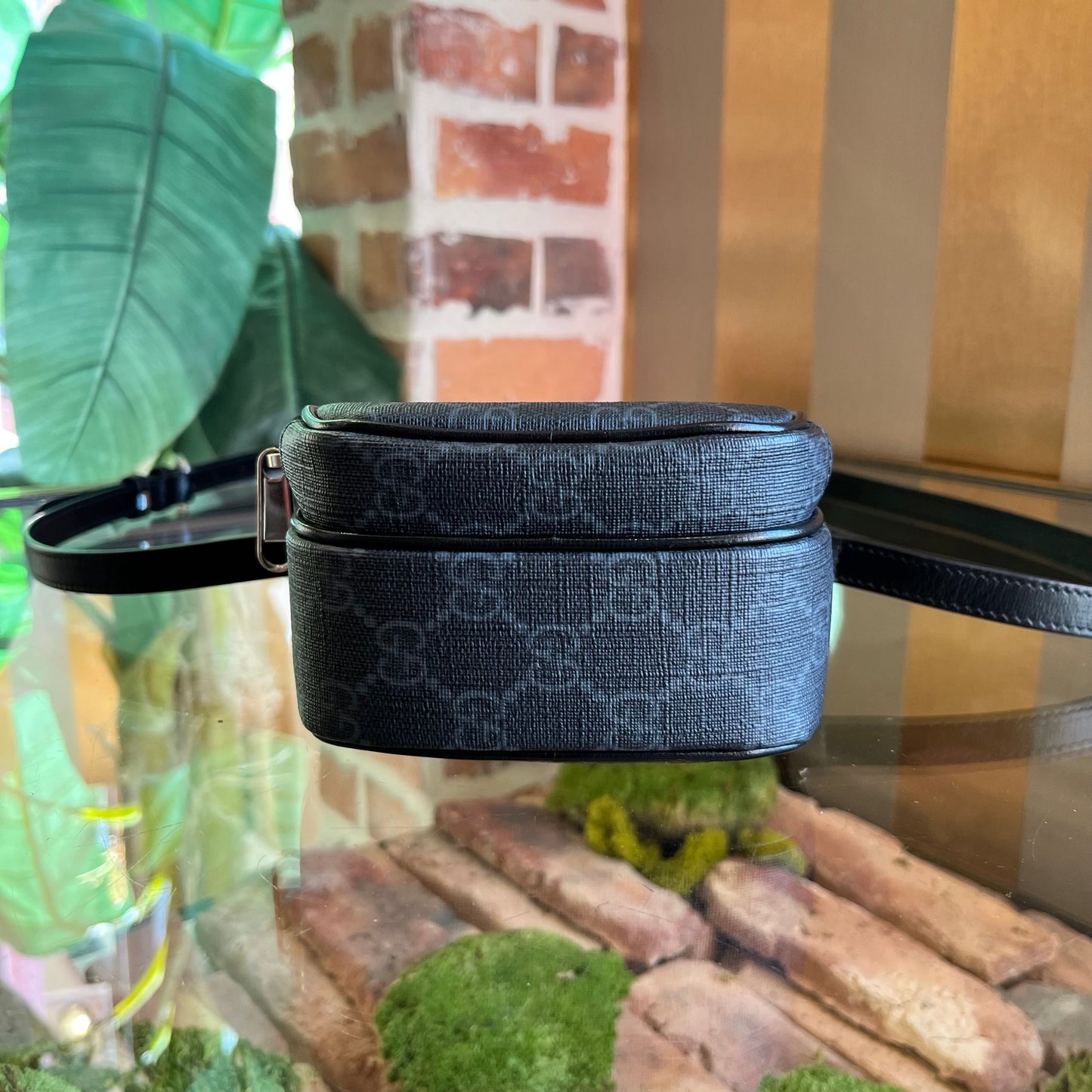 GUCCI Retro G Bag Mini Black GG Supreme Monogram Azalea Calfskin Crossbody Bag