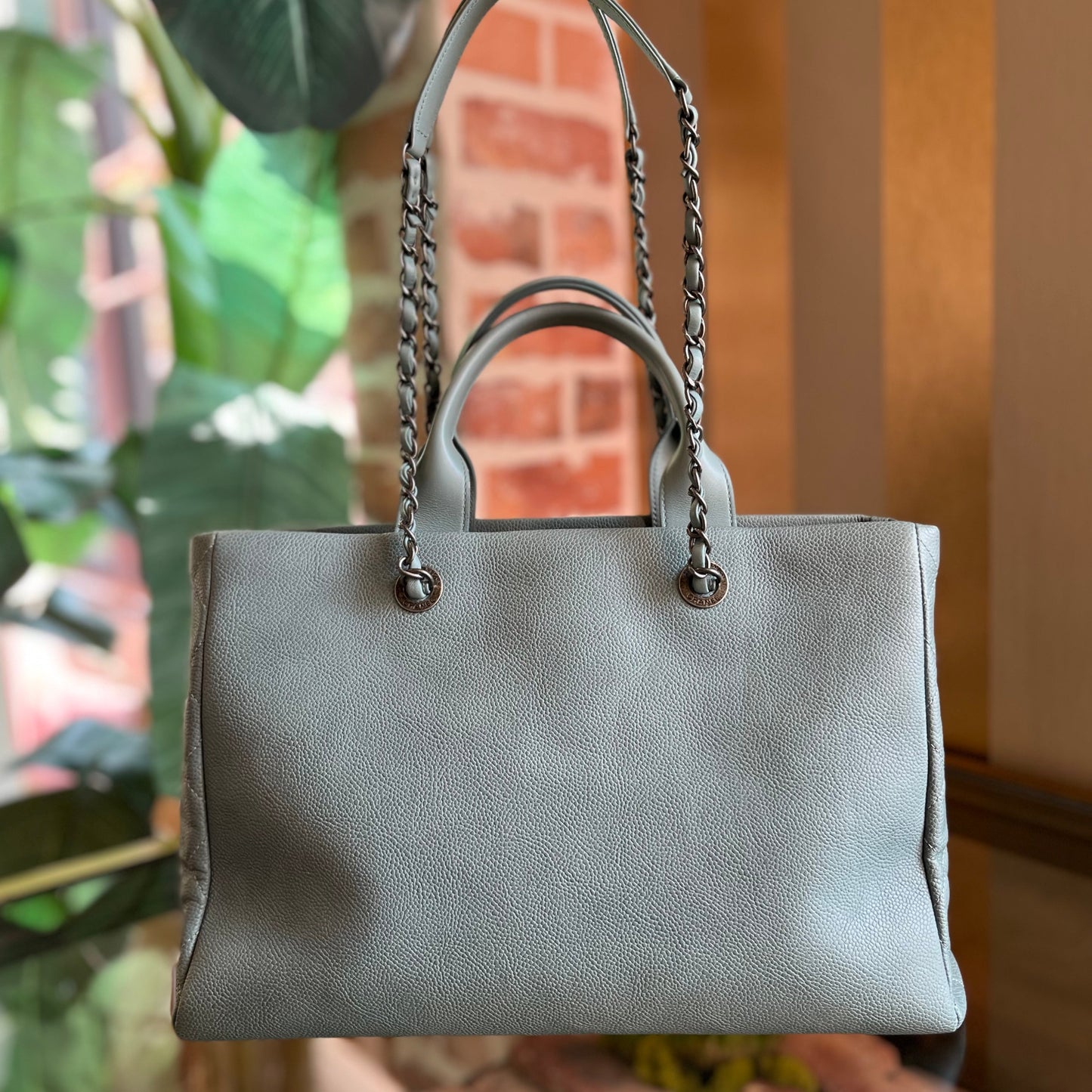 CHANEL Coco Break Large Blue Caviar Leather Shopping Tote Bag