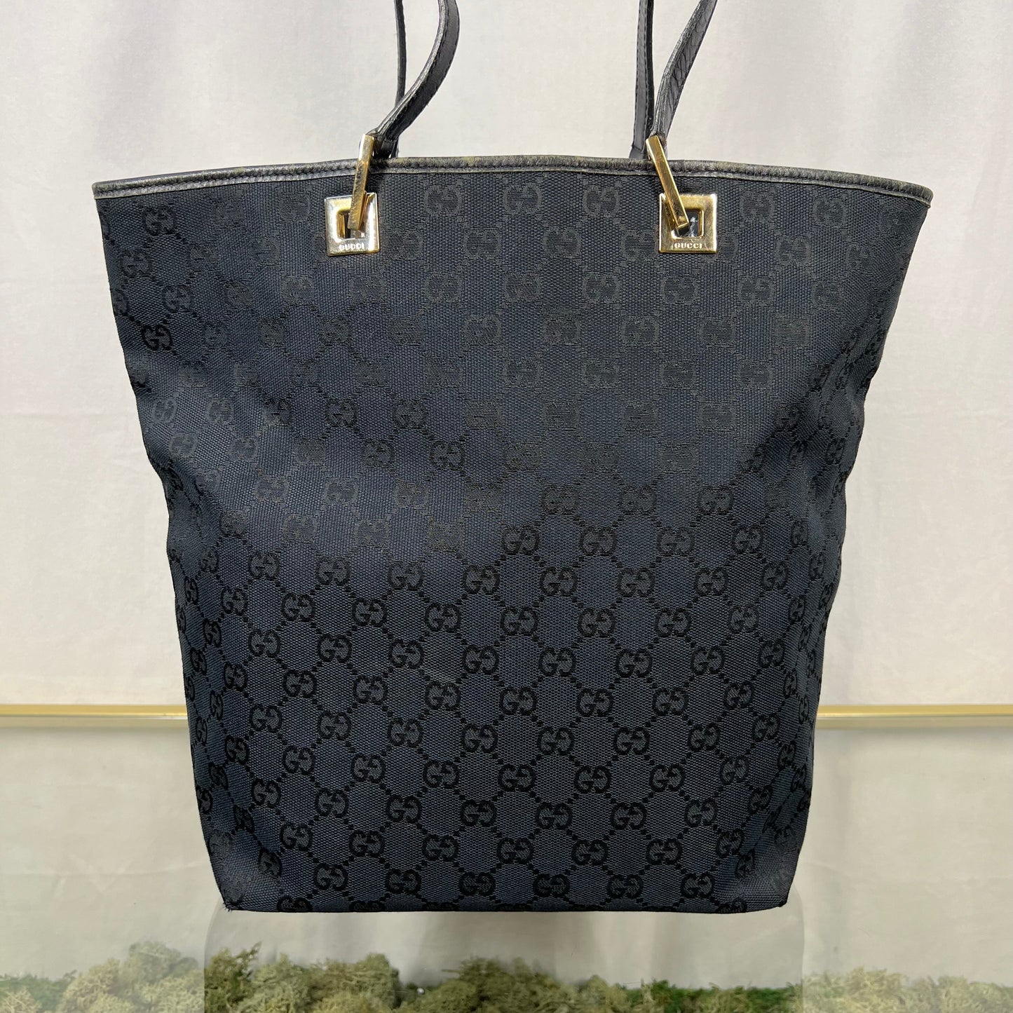 GUCCI Vintage GG Supreme Web Canvas Black Tote