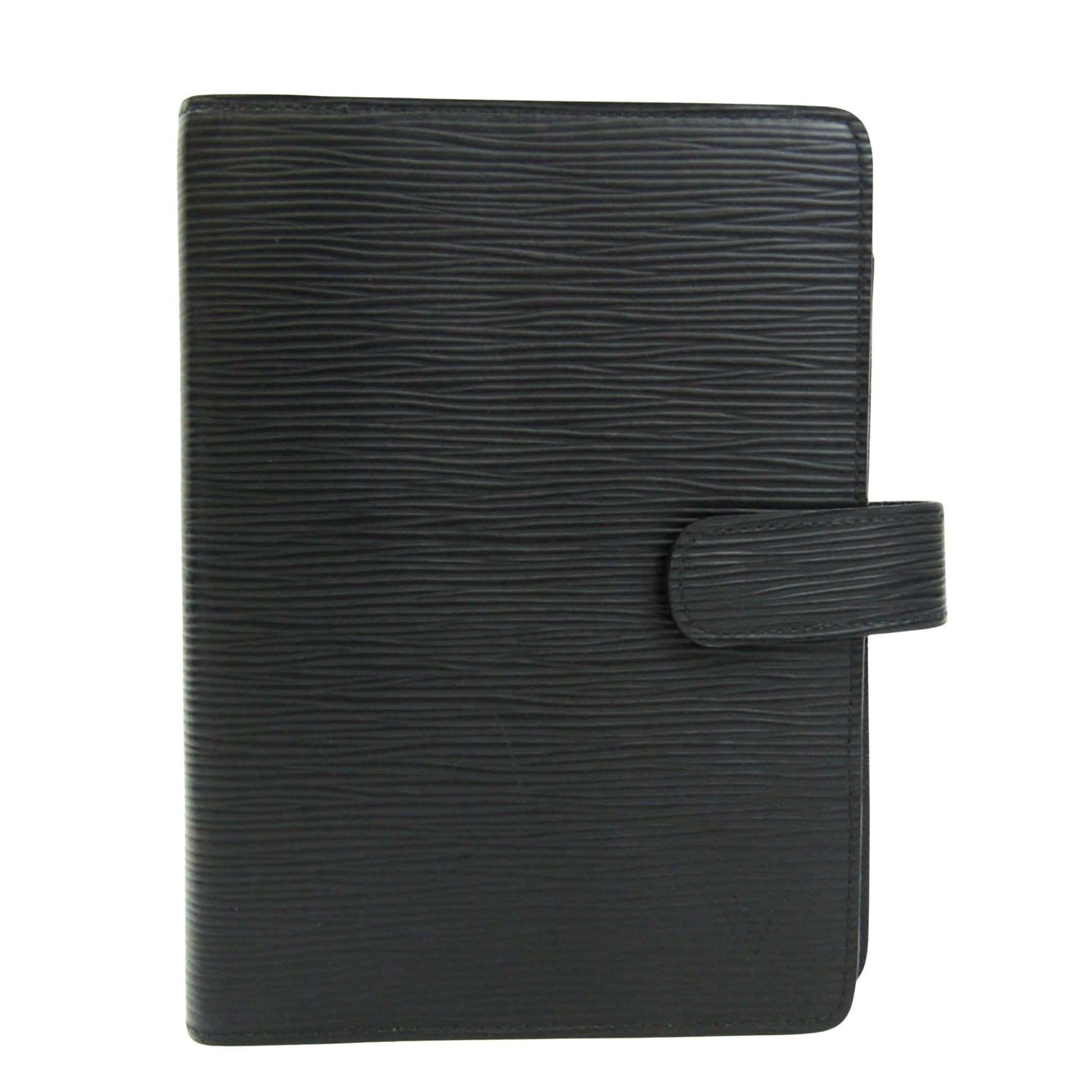 Louis Vuitton Agenda Mm Black Leather Wallet  ()