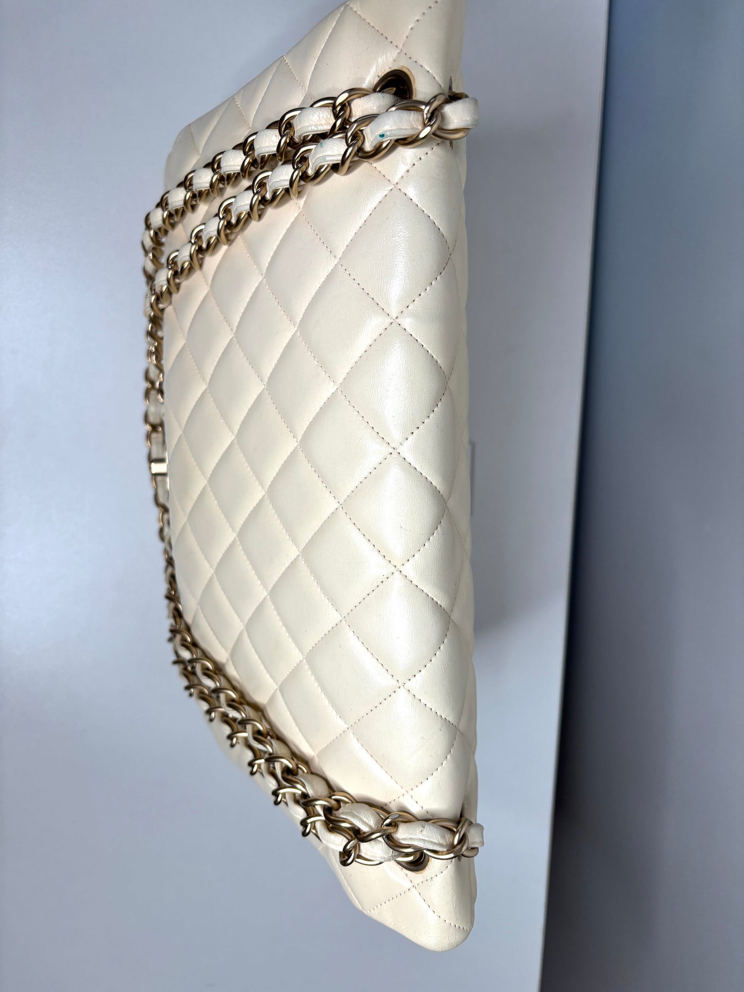 Chanel Classic Maxi Cream Calfskin Shoulder Flap Bag - Preloved