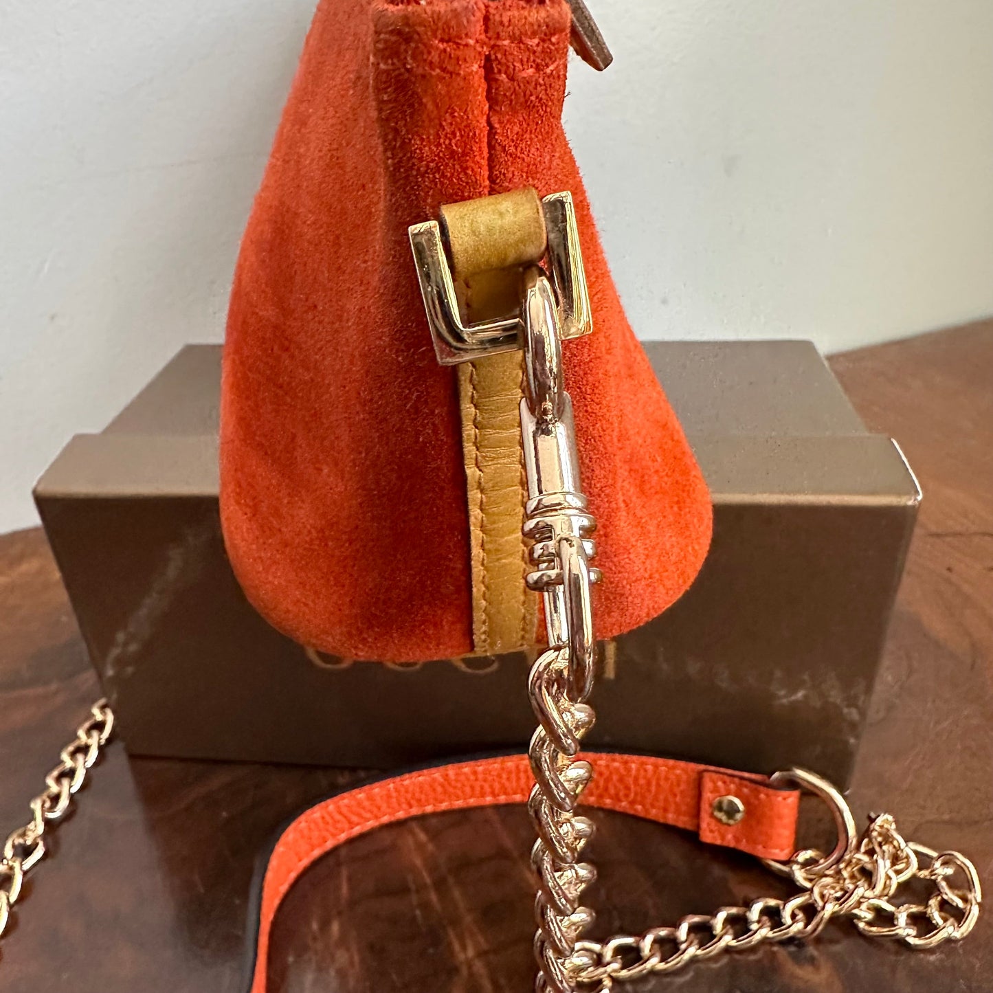 The Junco Crossbody - Orvis bags Suede GG in Rust Orange
