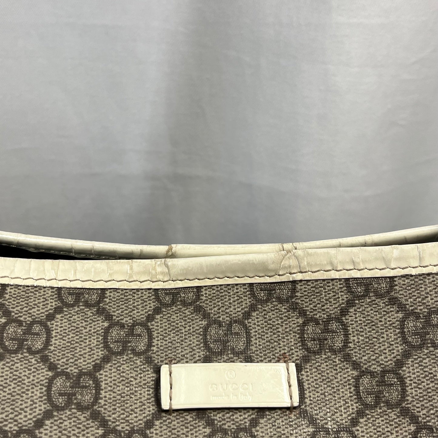 GUCCI GG Supreme Web White Joy Tote w/ Lulu French Poodle Charm