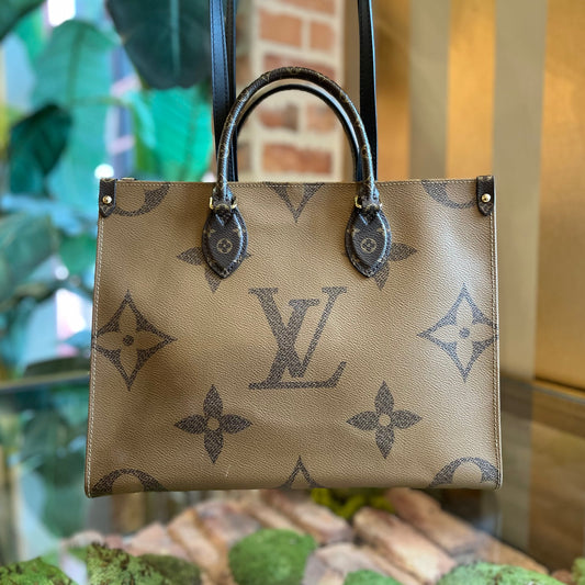 LOUIS VUITTON OnTheGo MM Brown Monogram Reverse Giant Monogram Canvas Tote Bag