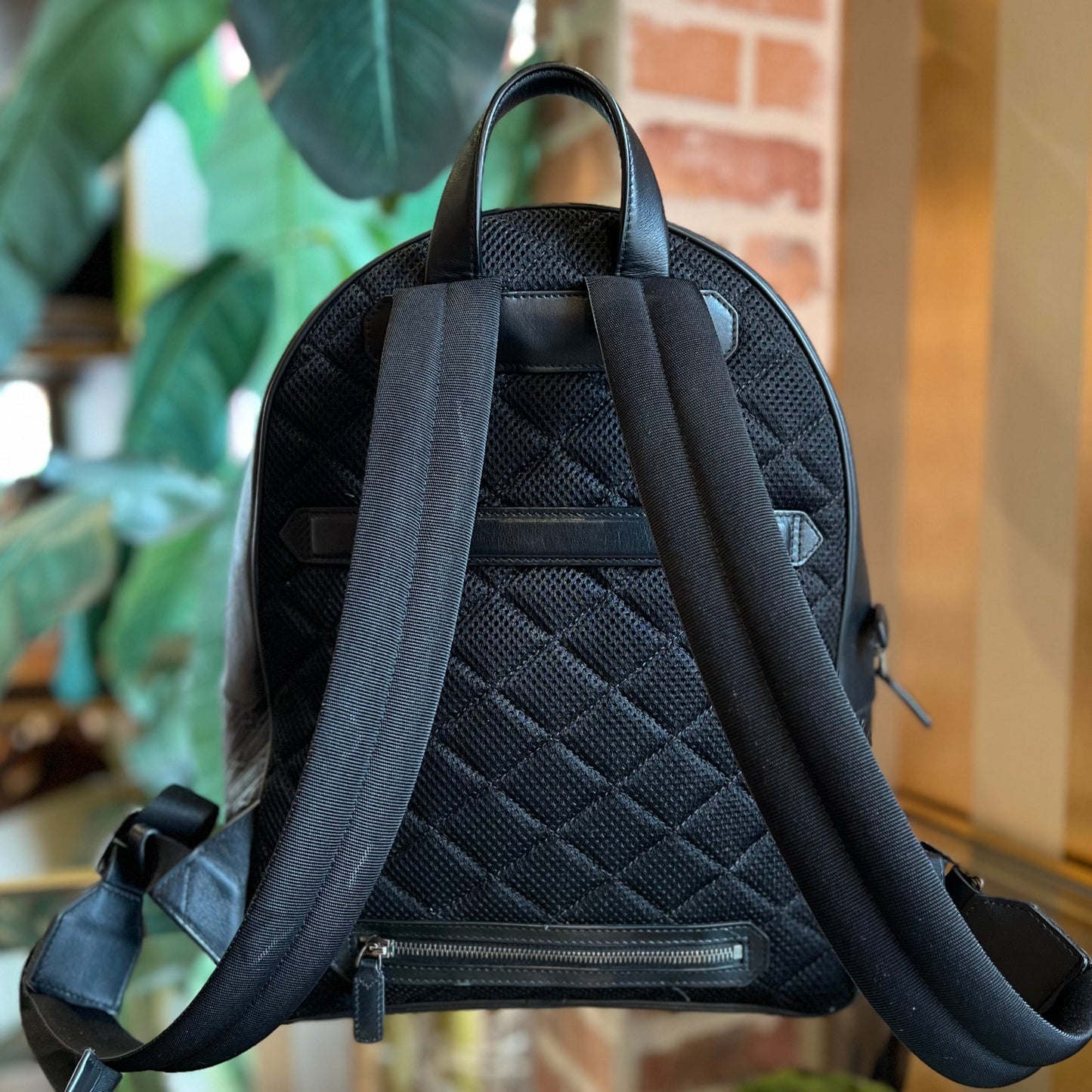 MONT BLANC 4810 Black M Gram Embossed Leather Backpack