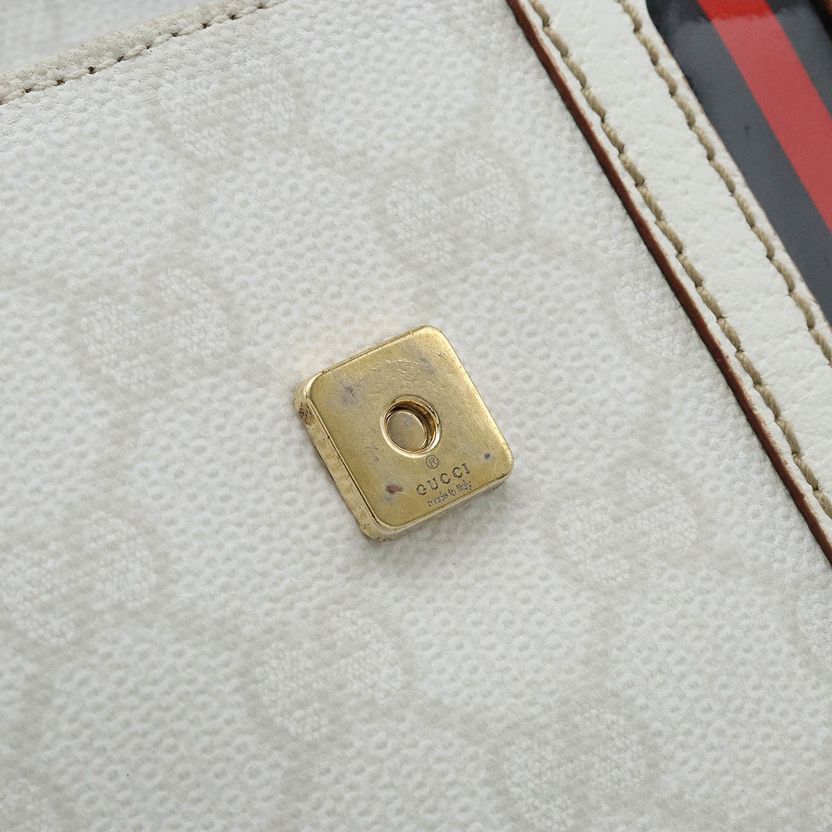 Gucci Black Red Color White Pvc Leather Fanny Pack