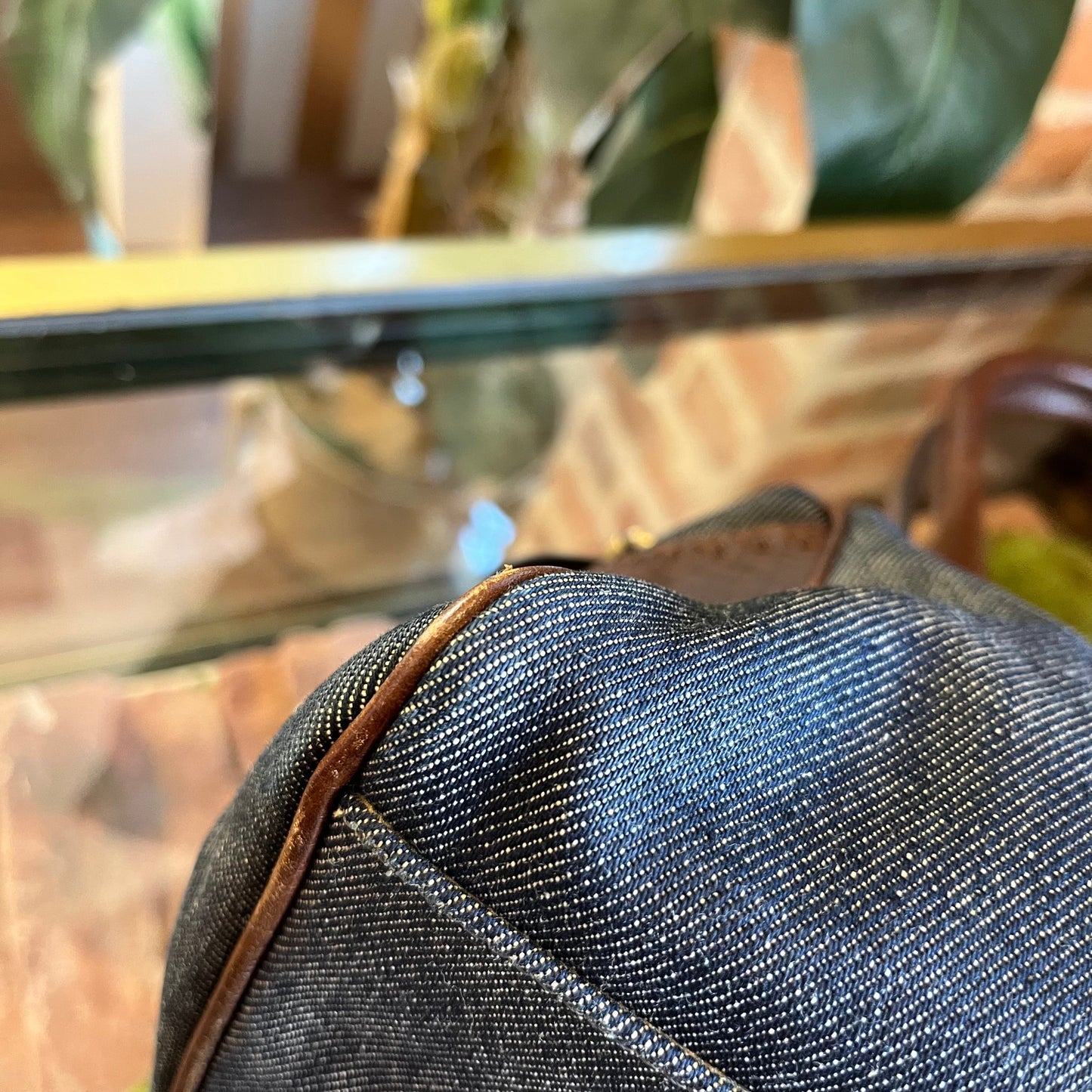 FENDI Du Jour Blue Ethnico Denim Shoulder Bag