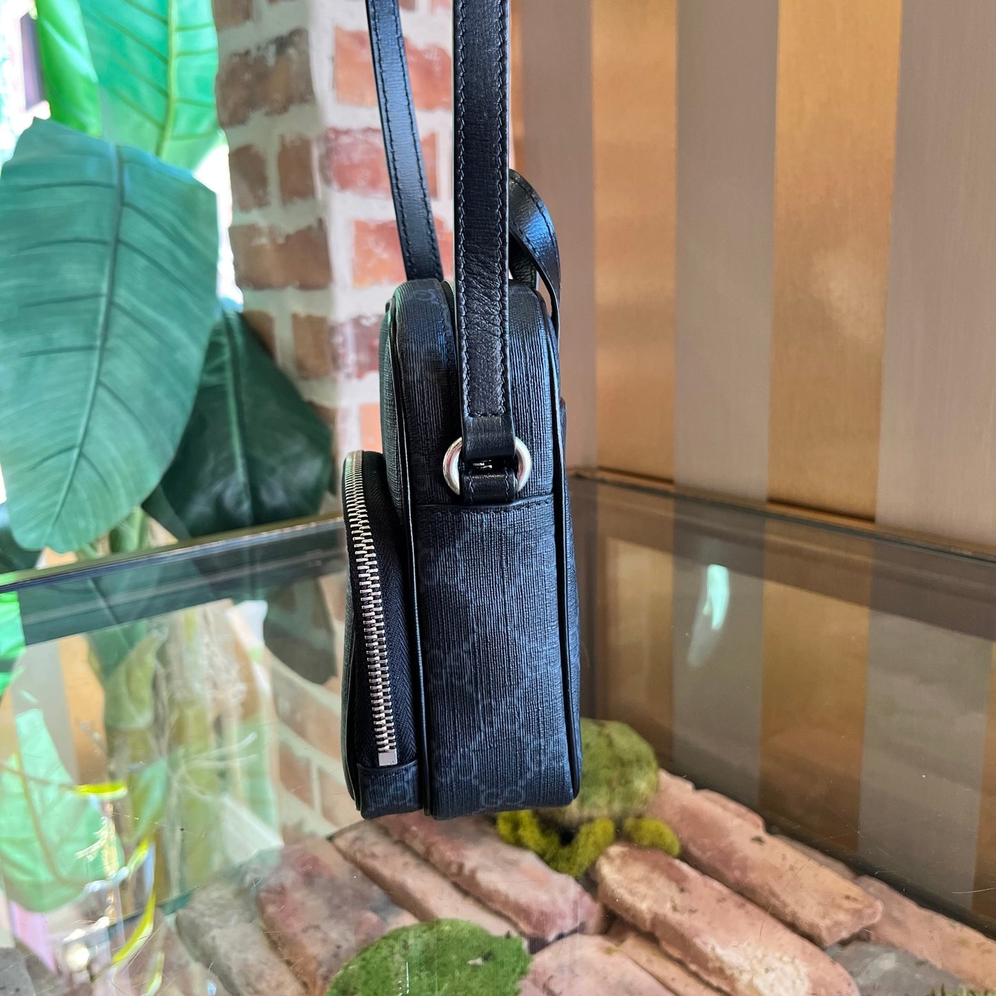 GUCCI Retro G Bag Mini Black GG Supreme Monogram Azalea Calfskin Crossbody Bag