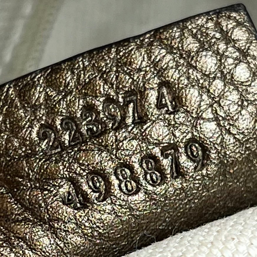 GUCCI Metallic Gold Grained Leather Two-Way Satchel Bag