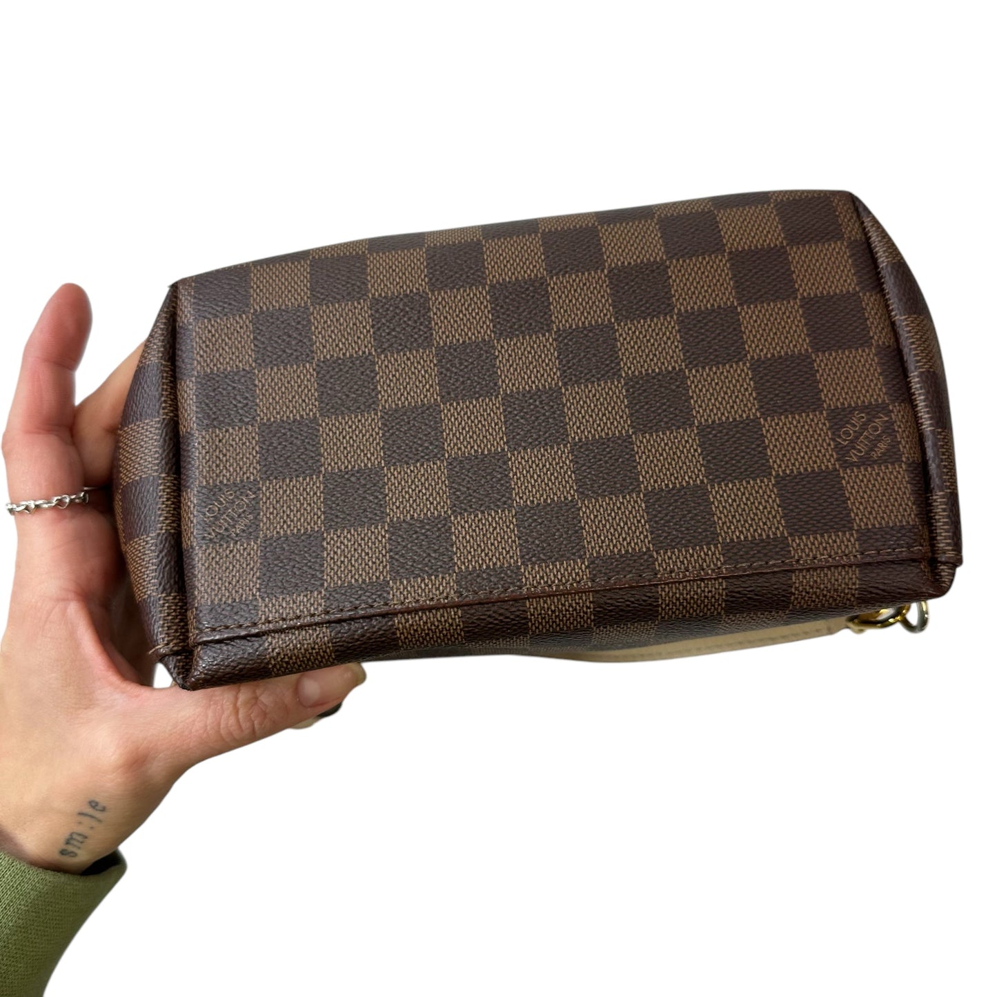 Damier Ebene Clapton Backpack Luxury Designer By Louis Vuitton, Size: Small