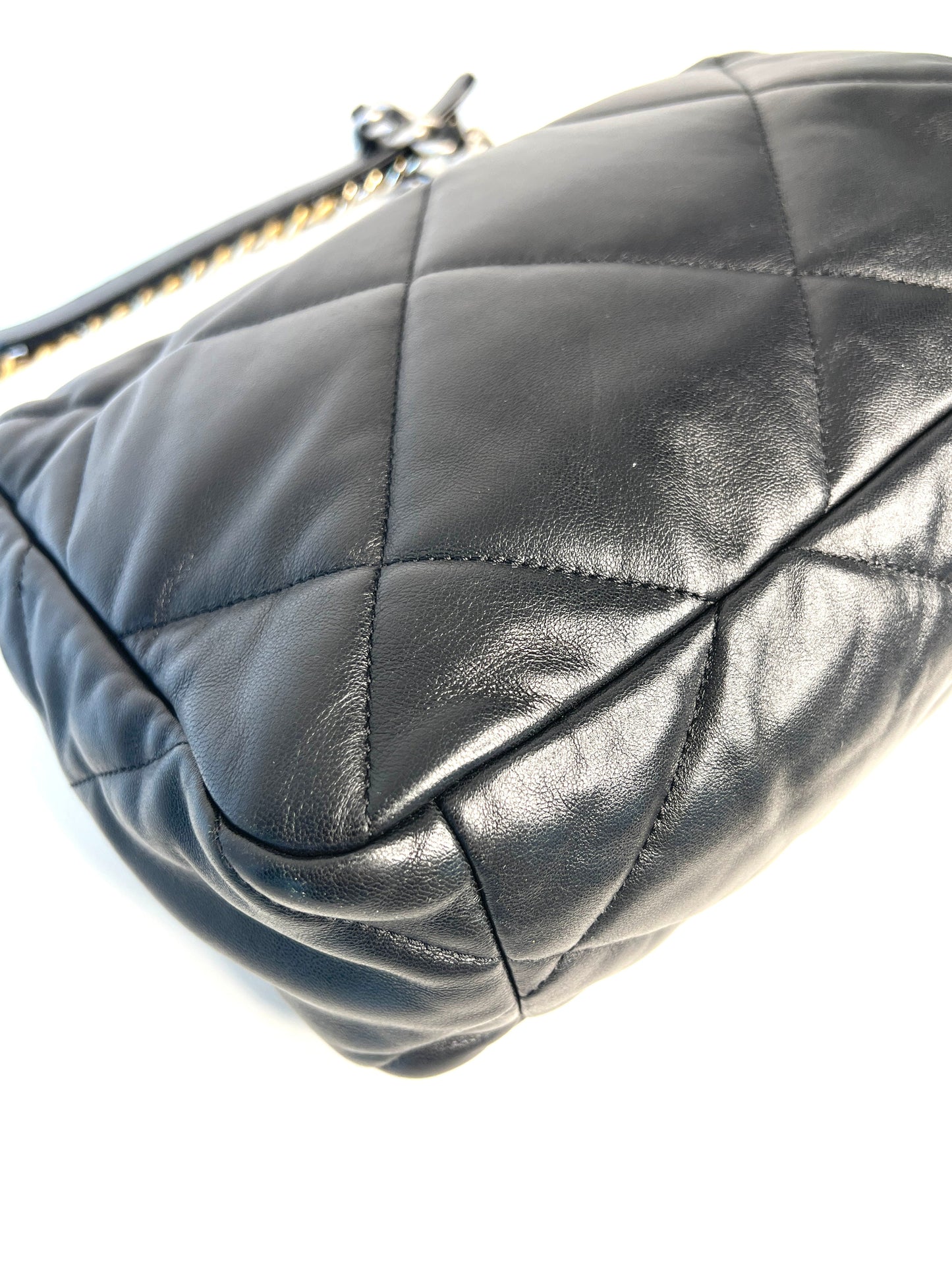 Chanel 19 Large Black Lambskin Chain Shoulder Bag - Preloved