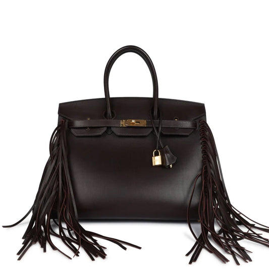 Hermes Anate Birkin 35 Chocolat Evergrain Gold Hardware