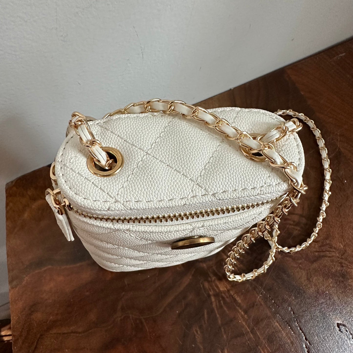 Button Bag - Quilted White Phone Crossbody with Gucci GG Button