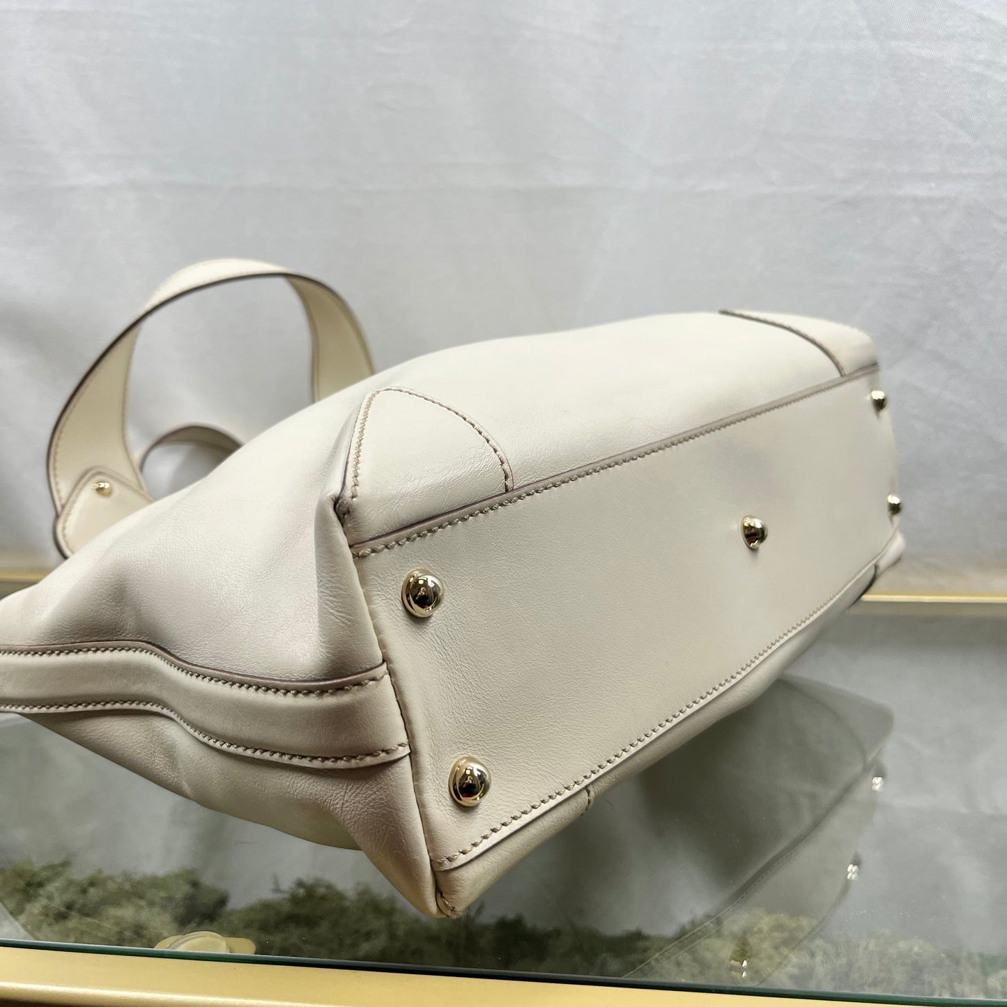 GUCCI Cream Soft Calfskin Leather Small Tote
