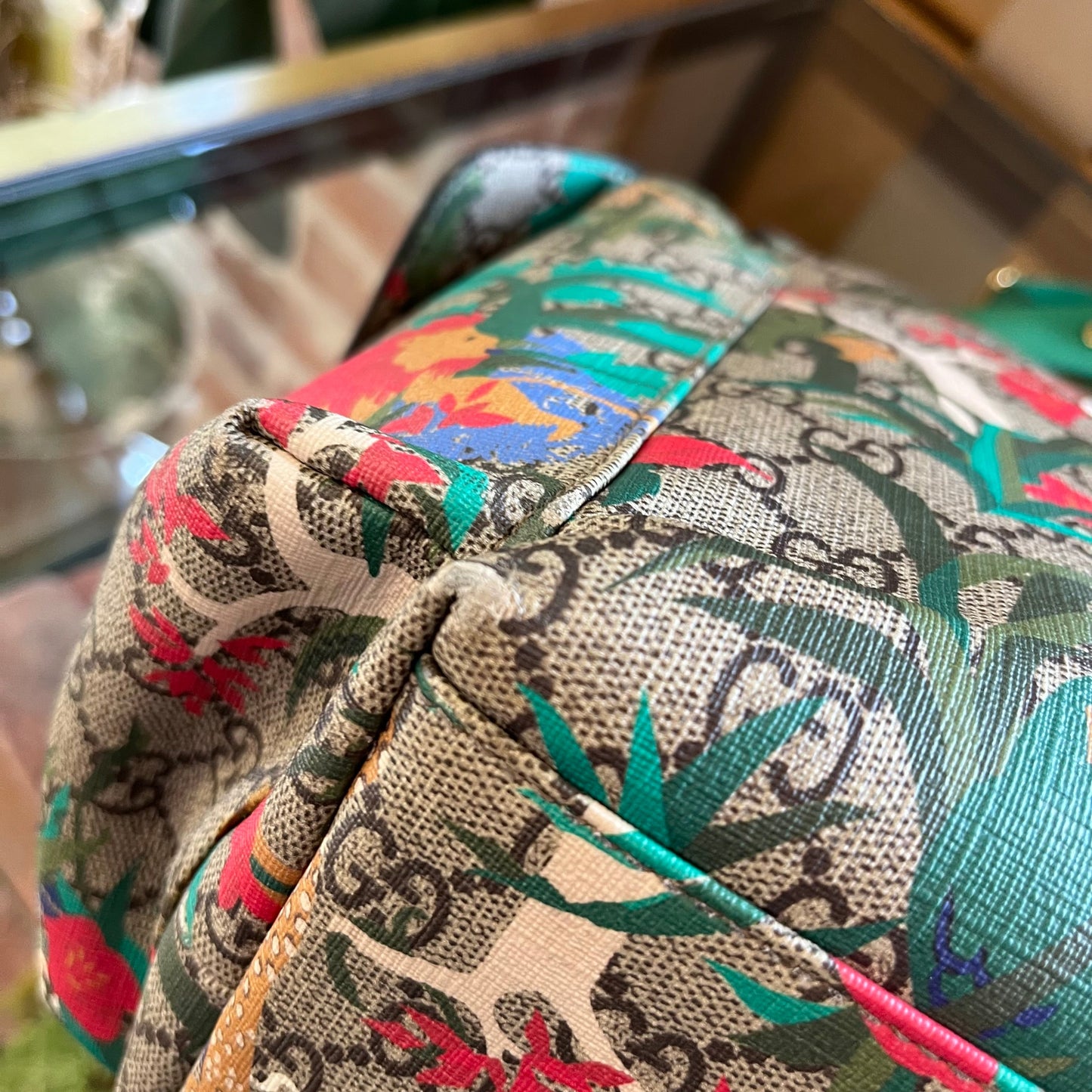 GUCCI GG Supreme Monogram Jungle Green Diaper Bag