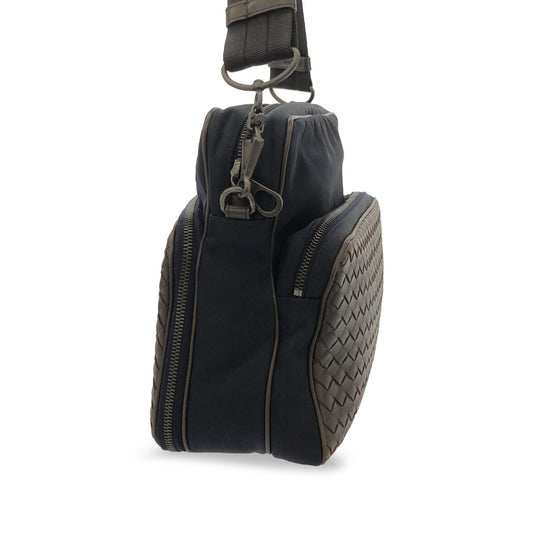 Bottega Veneta Intrecciato Leather and Canvas Crossbody