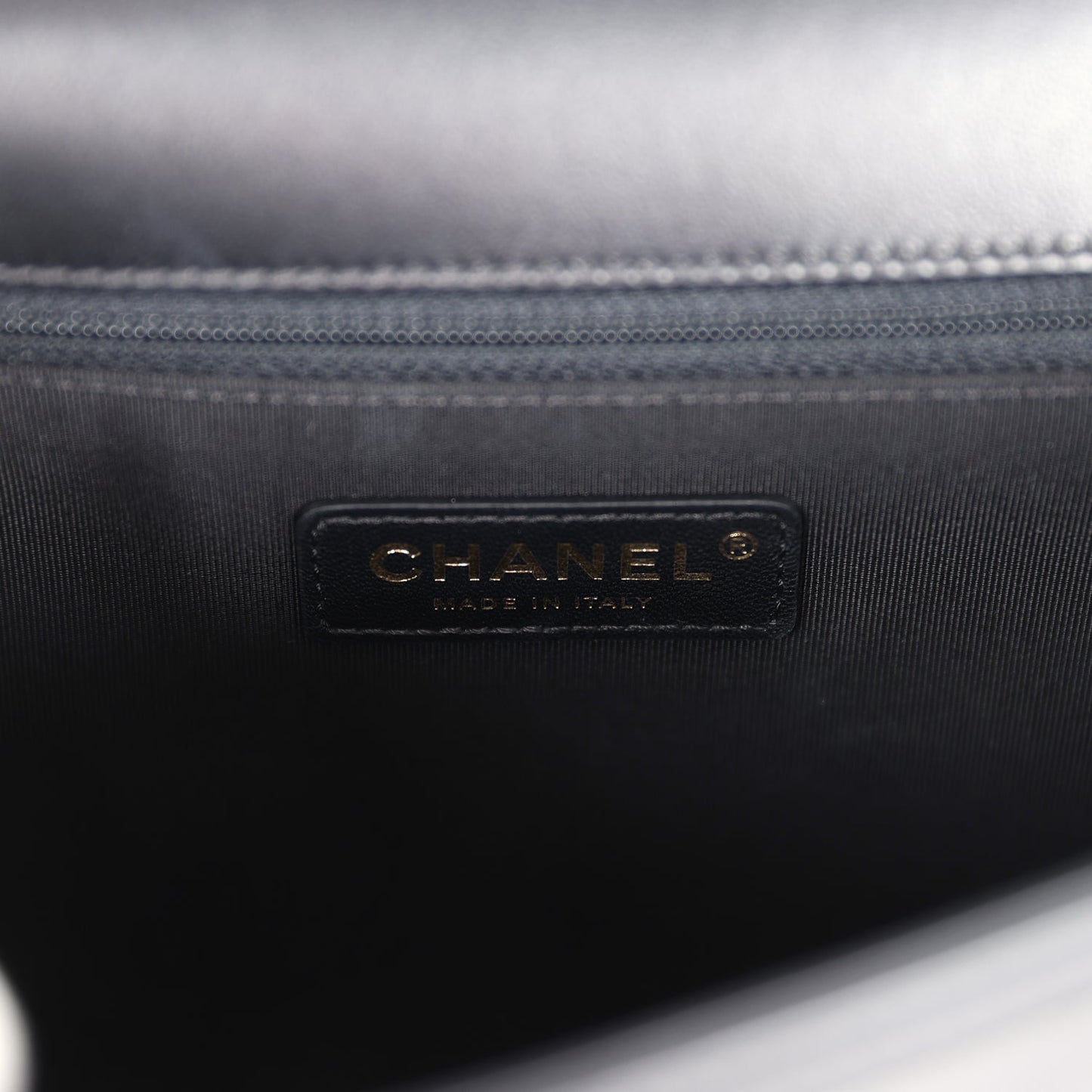Chanel New Medium Chevron Boy Bag Black Calfskin Antique Gold Hardware